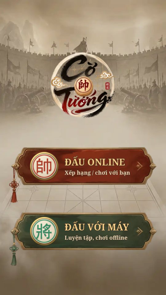 The game's home screen with two buttons: play online and play against the computer.